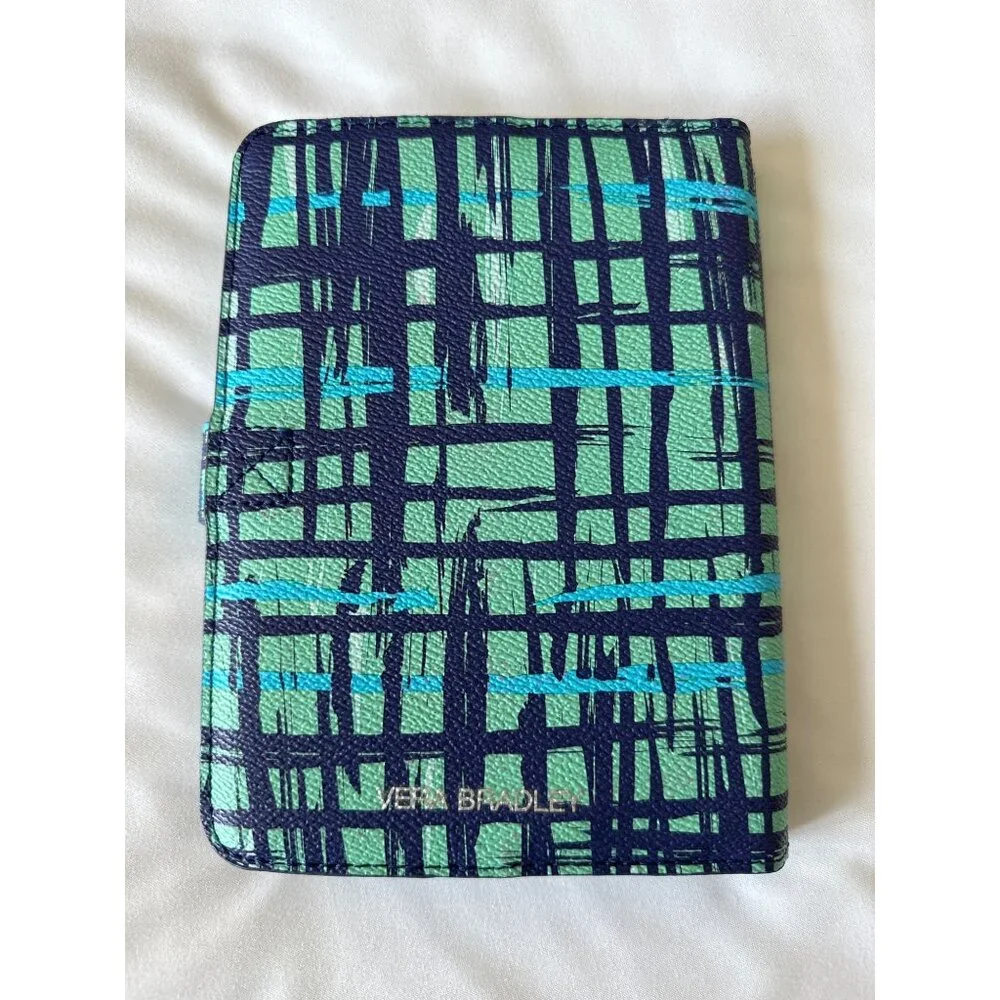 Vera Bradley Navy/Teal Art Plaid Snap Close Journal Notebook